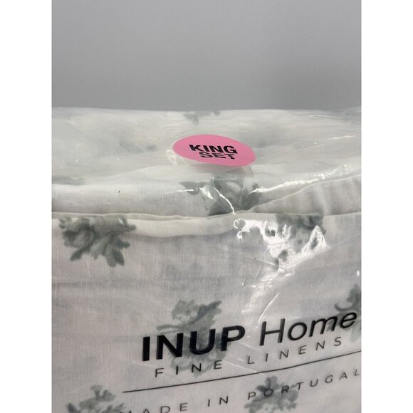 INUP Home Fine Washed Linen Bland Sheet King Set with Digital Printed Flowers - Picture 3 of 5